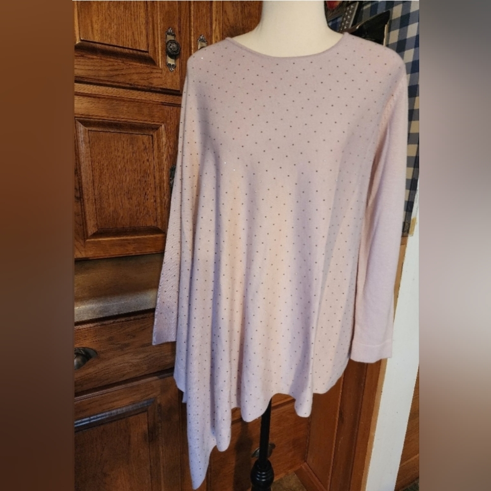 Anne Klein Women's Embellished Asymmetrical Sweater Poncho Size M